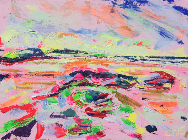 pink canvas, blush pink painting, chloe art, chloe gallery, chloe gallery uk, chloe tinsley, chloe artist, chloe tinsley art, boobys bay, padstow art, en plein air, plein air cornwall, mother ivys, connies bay, padstein, cornish art, colourful art, joyful art, love paintings, love art, love cornwall