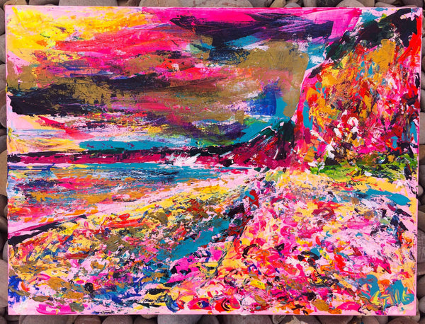 pink canvas, pink wall art, budleigh salterton, en plein air, plein air devon, cliff painting, chloe art, chloe tinsley, chloe gallery, chloe gallery uk, love art, love paintings, rewilding, female painters, expressionism, rewilding humans, limited edition print, inspiring art, memories, magic eye , visual arts, budleigh art, wild art, web gallery of art, great art, signify, art meaning, what is art for, nature of art