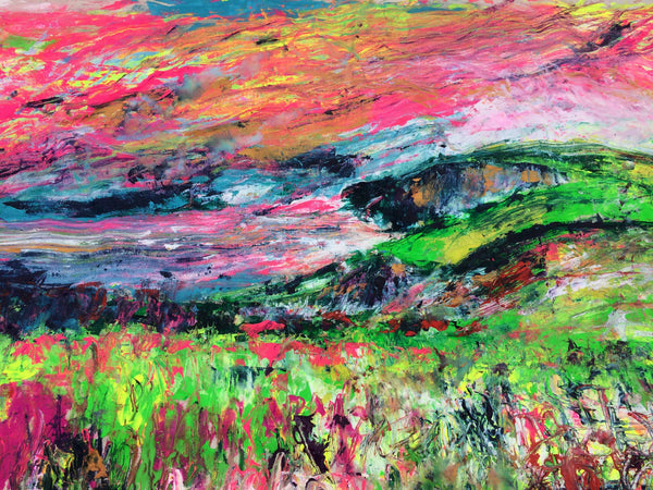 Limited edition print, Porthallow, Lizard, Plein Air Art, Card, Chloë Tinsley, Chloë Gallery, Chloë Art, Inspiring Art Cornwall, Cornish Art, Cornish Artist, Pink Painting, porthallow art, lizard coast, cornish artists, krowji artists, cornish prints, visual arts, art forms, nature of art, globe artists, great art, colourful art,