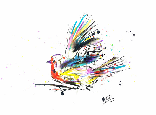 Flying Robin Christmas Card, Stylish Card, Xmas Card