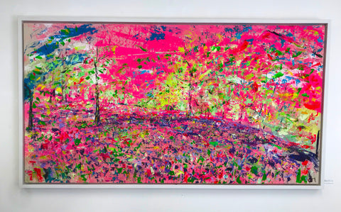 Chloe Tinsley, Chloe Gallery, Chloe Gallery UK, Cornish Art, Cornish Landscape Artists, Pink Paintings, Large Canvases, British Artist, Plein Air Painter, Art in Cornwall, Enys Gardens, Bluebells, Chloe Art, Wild Art, Rewilding Chloe, Top Contemporary Landscape Painters, Dynamic Art, Colourist, Love Art, Love Cornwall, Ennis House, Enys House and Gardens, Enys, Bluebell Woods, large canvas pictures, extra large wall art, colourful artists, female artists painters, modern art, nature of art, modern wall art,