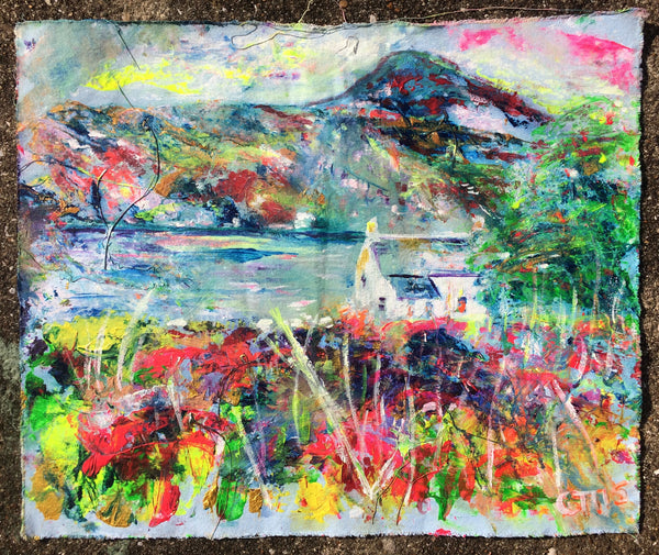 torridon, puffin rock, shieldaig, Torridon art, highland painting, chloe art, scottish colourist, weathered art, midge art, perfect house, idyll, dream home, rewilding humans, love paintings, love art, commission art, female painters, female artist painters, online art gallery, colourful art, joyful art, inspiring art, chloe tinsley, Chloë Tinsley, Chloe Tinsley Art, Chloe Tinsley Artist, walk to paint, en plein air, blue painting, pink painting, collect art