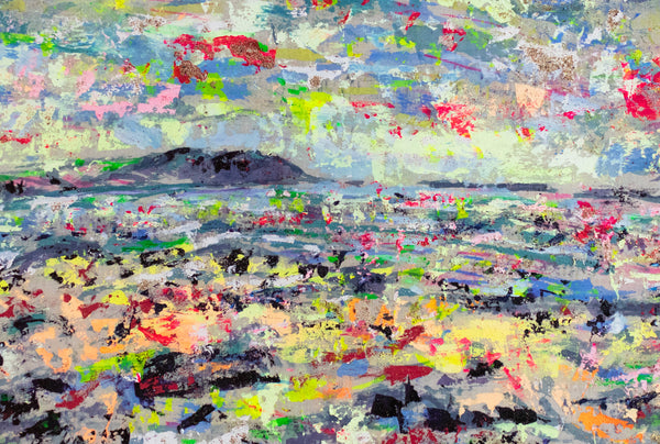 section of painting of Falmouth Harbour and the Roseland Headland by Chloë Tinsley, painted from Flushing Beach