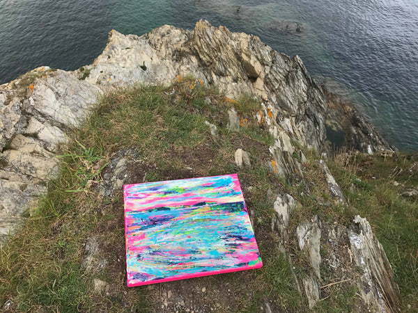 Painting Outside, Cornish Landscape Artists, Artwork by Chloë, Art by Chloë Tinsley, Painting on the Cliffs, Cliff Art, Cornwall Landscape Painting, Coastal Art, Lifestyle Art